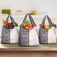 African Ndebele Art Patterns Grocery Bag Beige Half Style