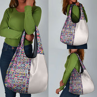 African Ndebele Art Patterns Grocery Bag Beige Half Style