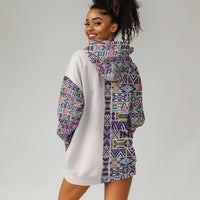 African Ndebele Art Patterns Hoodie Dress Beige Half Style