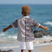 African Ndebele Art Patterns Kid Hawaiian Shirt Beige Half Style