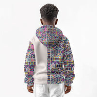 African Ndebele Art Patterns Kid Hoodie Beige Half Style