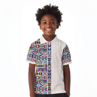 African Ndebele Art Patterns Kid Polo Shirt Beige Half Style
