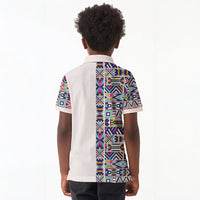 African Ndebele Art Patterns Kid Polo Shirt Beige Half Style