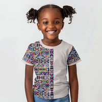 African Ndebele Art Patterns Kid T shirt Beige Half Style
