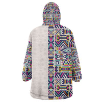 African Ndebele Art Patterns Kid Wearable Blanket Hoodie Beige Half Style