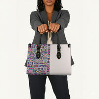 African Ndebele Art Patterns Leather Bag Beige Half Style
