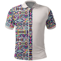 African Ndebele Art Patterns Polo Shirt Beige Half Style