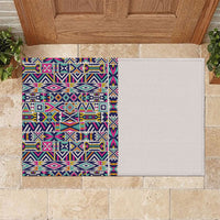 African Ndebele Art Patterns Rubber Doormat Beige Half Style