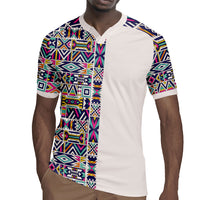 African Ndebele Art Patterns Rugby Jersey Beige Half Style