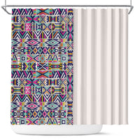 African Ndebele Art Patterns Shower Curtain Beige Half Style