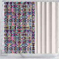 African Ndebele Art Patterns Shower Curtain Beige Half Style