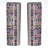 African Ndebele Art Patterns Skinny Tumbler Beige Half Style