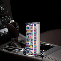 African Ndebele Art Patterns Skinny Tumbler Beige Half Style