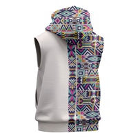 African Ndebele Art Patterns Sleeveless Hoodie Beige Half Style
