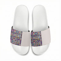 African Ndebele Art Patterns Slide Sandals Beige Half Style