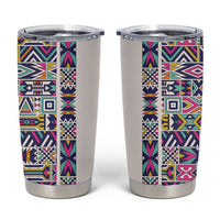 African Ndebele Art Patterns Tumbler Cup Beige Half Style