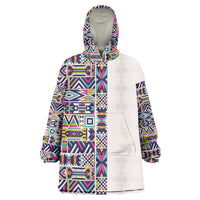 African Ndebele Art Patterns Wearable Blanket Hoodie Beige Half Style
