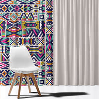 African Ndebele Art Patterns Window Curtain Beige Half Style