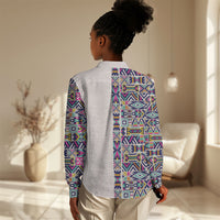 African Ndebele Art Patterns Women Casual Shirt Beige Half Style