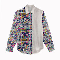 African Ndebele Art Patterns Women Casual Shirt Beige Half Style