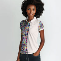 African Ndebele Art Patterns Women Polo Shirt Beige Half Style