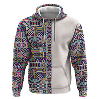 African Ndebele Art Patterns Zip Hoodie Beige Half Style