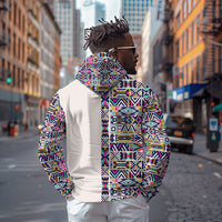 African Ndebele Art Patterns Zip Hoodie Beige Half Style