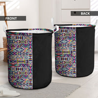 African Ndebele Art Patterns Laundry Basket Black Half Style