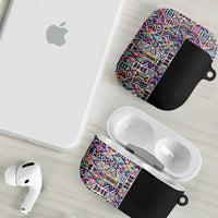 African Ndebele Art Patterns AirPods Case Black Half Style