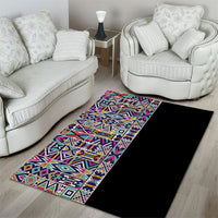 African Ndebele Art Patterns Area Rug Black Half Style
