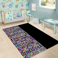 African Ndebele Art Patterns Area Rug Black Half Style