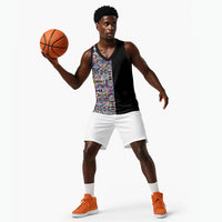 African Ndebele Art Patterns Basketball Jersey Black Half Style