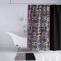 African Ndebele Art Patterns Bathroom Set Black Half Style