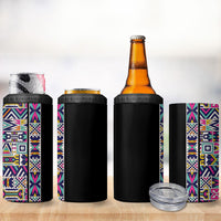 African Ndebele Art Patterns 4 in 1 Can Cooler Tumbler Black Half Style