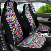 African Ndebele Art Patterns Car Seat Cover Black Half Style