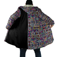 African Ndebele Art Patterns Cloak Black Half Style