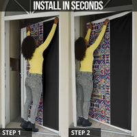 African Ndebele Art Patterns Door Cover Black Half Style