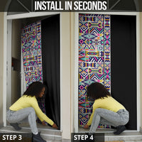 African Ndebele Art Patterns Door Cover Black Half Style