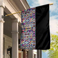 African Ndebele Art Patterns Garden Flag Black Half Style