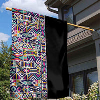 African Ndebele Art Patterns Garden Flag Black Half Style