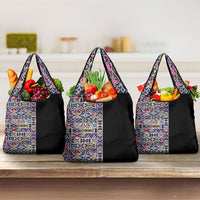African Ndebele Art Patterns Grocery Bag Black Half Style