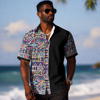 African Ndebele Art Patterns Hawaiian Shirt Black Half Style