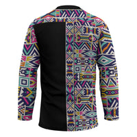 African Ndebele Art Patterns Hockey Jersey Black Half Style
