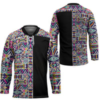 African Ndebele Art Patterns Hockey Jersey Black Half Style