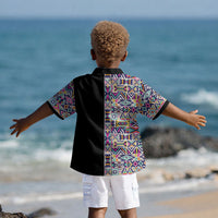 African Ndebele Art Patterns Kid Hawaiian Shirt Black Half Style