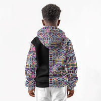 African Ndebele Art Patterns Kid Hoodie Black Half Style