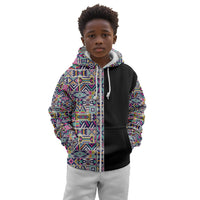 African Ndebele Art Patterns Kid Hoodie Black Half Style