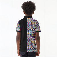 African Ndebele Art Patterns Kid Polo Shirt Black Half Style