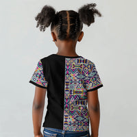 African Ndebele Art Patterns Kid T shirt Black Half Style