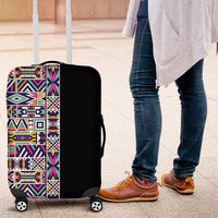 African Ndebele Art Patterns Luggage Cover Black Half Style